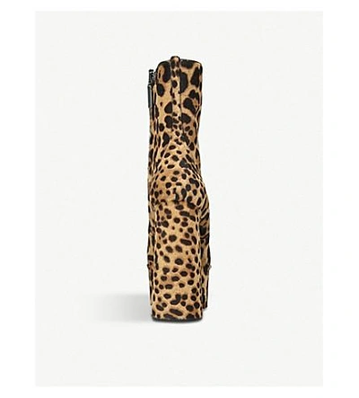 Shop Saint Laurent Billy Leopard-print Calf-hair Platform Ankle Boots In Beige Comb