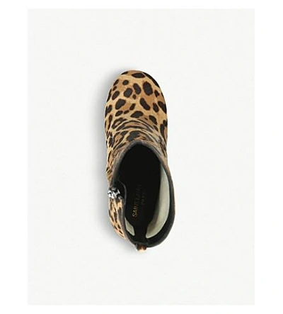 Shop Saint Laurent Billy Leopard-print Calf-hair Platform Ankle Boots In Beige Comb