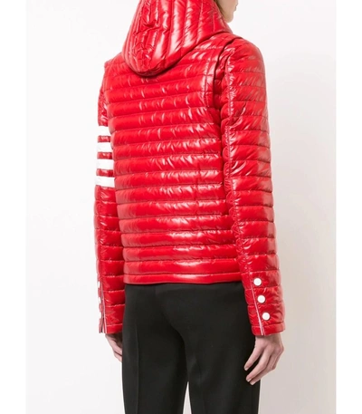 Shop Thom Browne Red Hooded Zip-up Jacket