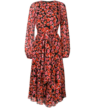 Shop Giambattista Valli Red Floral Petal Printed Dress