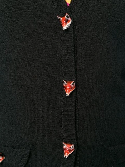 Shop Dolce & Gabbana Cashmere Fox V-neck Cardigan - Black