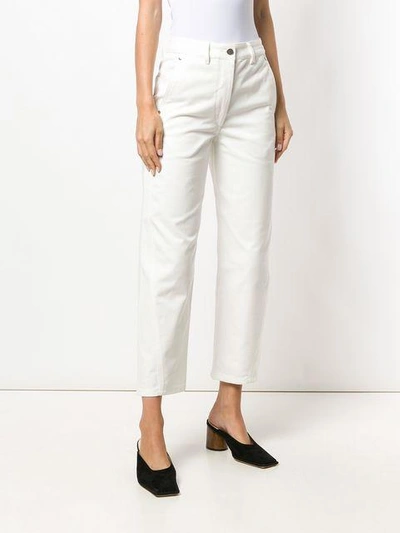 Shop Lemaire Plain Straight Trousers - White
