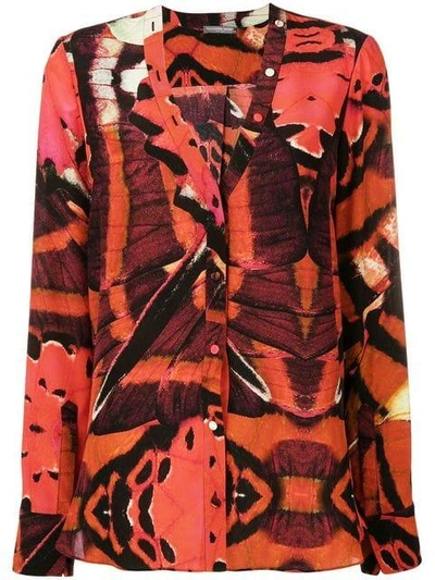 Shop Alexander Mcqueen Butterfly Print Blouse In Red