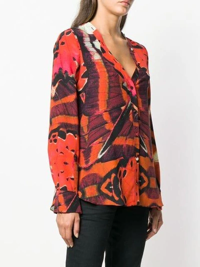 Shop Alexander Mcqueen Butterfly Print Blouse In Red