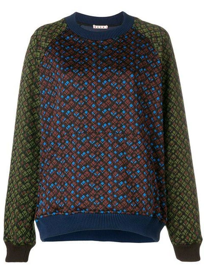Shop Marni Raglan Sleeve Pattern Sweatshirt - Brown