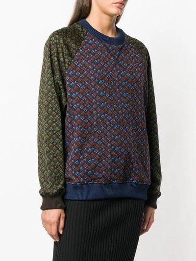 Shop Marni Raglan Sleeve Pattern Sweatshirt - Brown