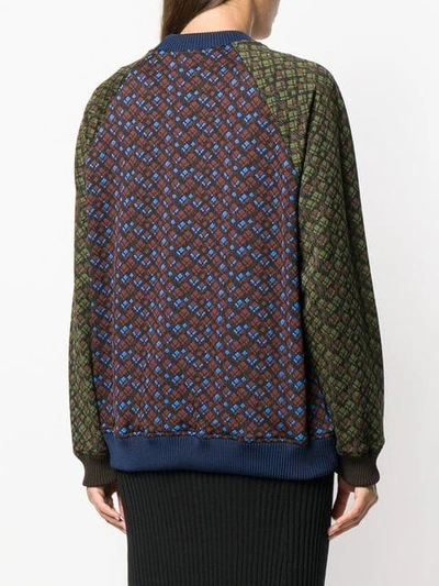 Shop Marni Raglan Sleeve Pattern Sweatshirt - Brown