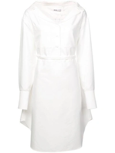 Shop Adeam Asymmetric Shirt Dress - White
