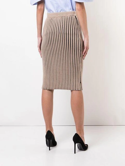 Shop Victoria Victoria Beckham Fitted Knit Skirt - Neutrals