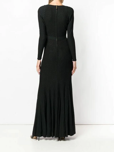 Shop Elie Saab Ribbed Long Dress In Black