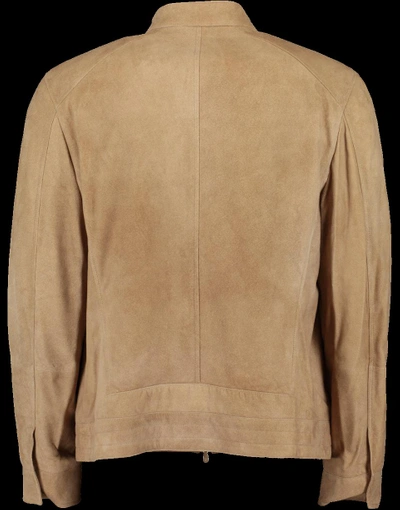 Shop Brunello Cucinelli Suede Zip Front Jacket In Camel