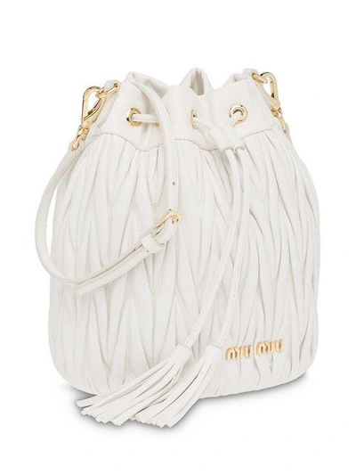 Shop Miu Miu Matelassé Bucket Bag In White