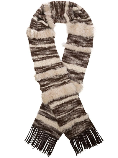 Shop Joshua Millard Textured Scarf - Brown