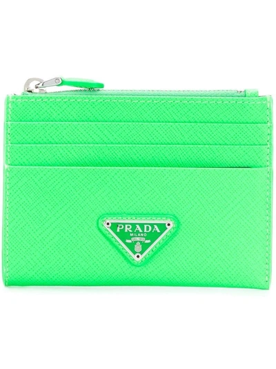 Shop Prada Logo Wallet In Green