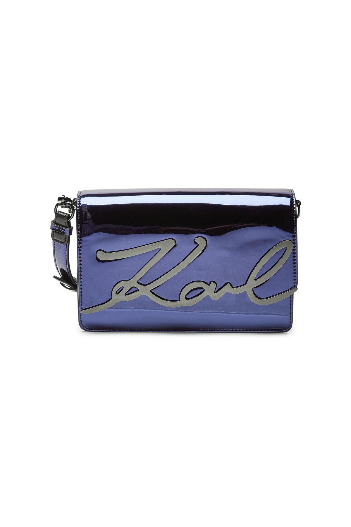 metallic blue bag