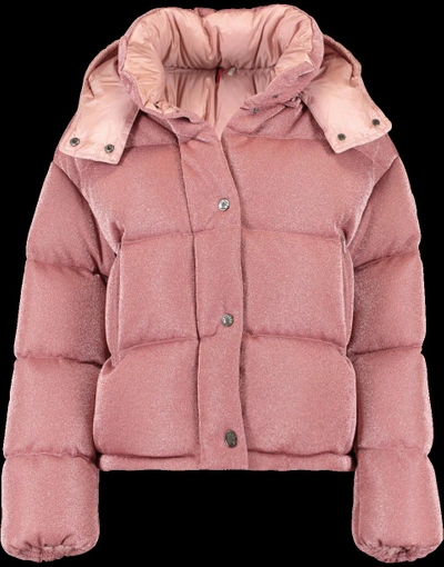 Moncler Caille Metallic Puffer Coat W/ Removable Hood, Blush In Pink |  ModeSens