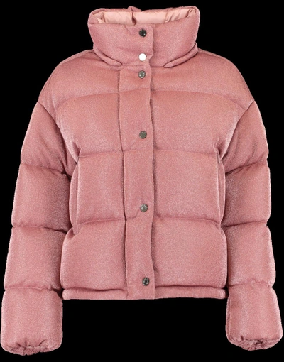 Shop Moncler Caille Sparkle Puffer Jacket In Pink