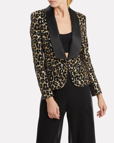 Shop Redemption Leopard Sequin Smoking Blazer