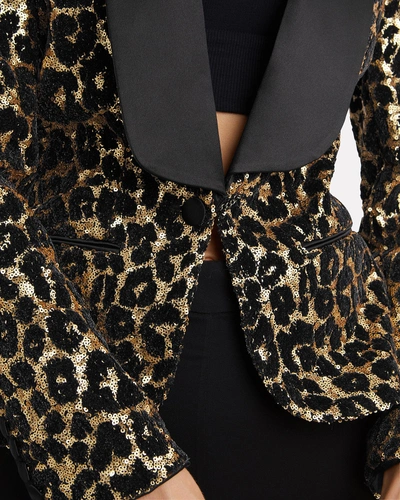 Shop Redemption Leopard Sequin Smoking Blazer