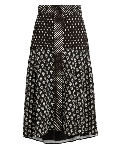 Shop Proenza Schouler Black And White Printed Midi Skirt