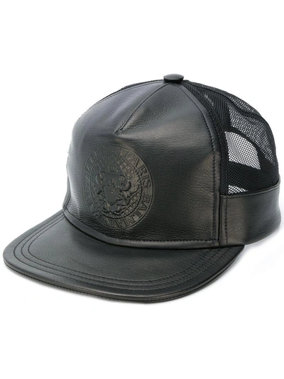 Shop Balmain Logo Crest Baseball Cap In Black