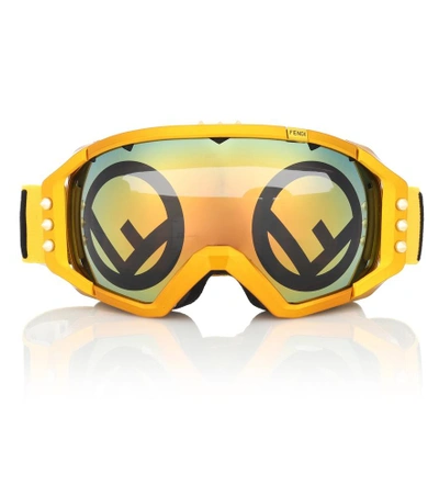 Shop Fendi Mirrored Ski Goggles In Yellow