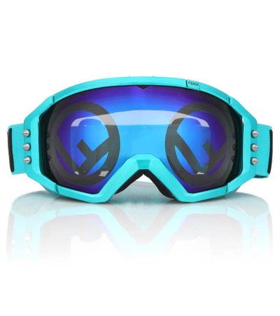 Shop Fendi Mirrored Ski Goggles In Turquoise