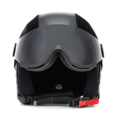 Shop Fendi Faux Leather And Velvet Ski Helmet In Black