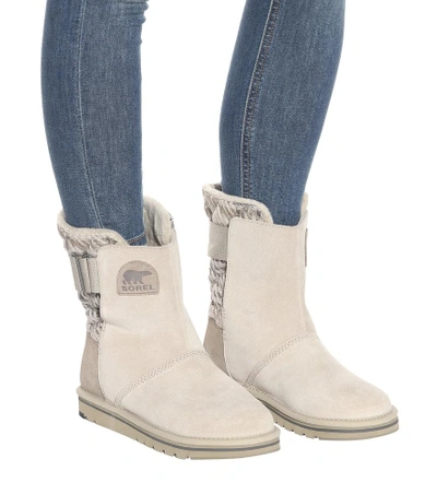 Shop Sorel Newbie Suede Ankle Boots In Grey