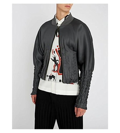 Shop Issey Miyake Art-print Regular-fit Woven Shirt In Grey