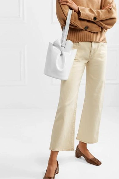 Shop Elizabeth And James French Fry Textured And Patent-leather Bucket Bag In White