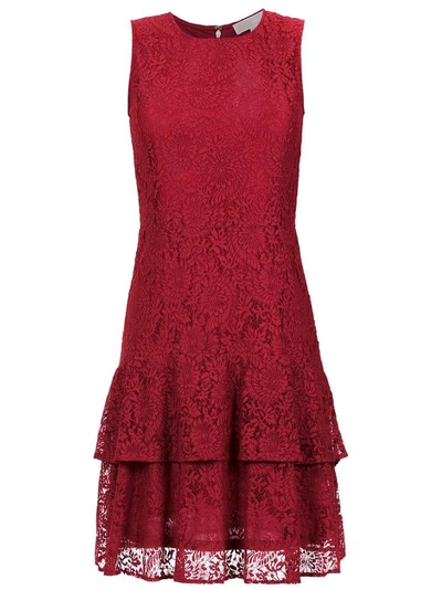 Shop Michael Michael Kors Floral Lace Dress In Red
