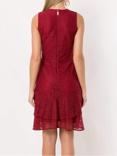Shop Michael Michael Kors Floral Lace Dress In Red