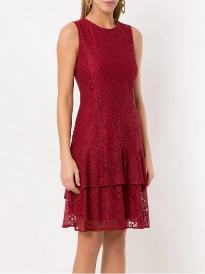 Shop Michael Michael Kors Floral Lace Dress In Red