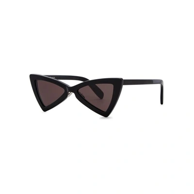 Shop Saint Laurent Jerry Black Cat-eye Sunglasses
