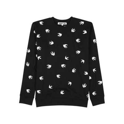 Shop Mcq By Alexander Mcqueen Black Swallow-embroidered Jersey Sweatshirt