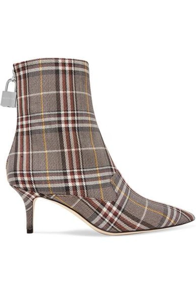 Shop Monse Lock Plaid Canvas Ankle Boots In Brown