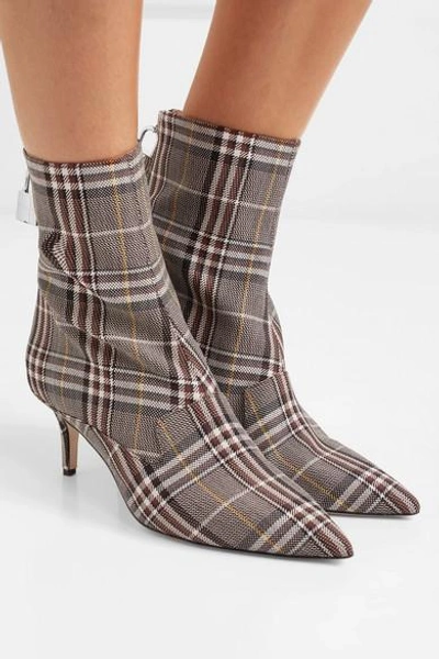 Shop Monse Lock Plaid Canvas Ankle Boots In Brown