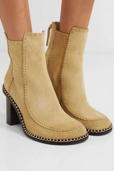 Shop Jw Anderson Scare Crow Suede Ankle Boots In Beige