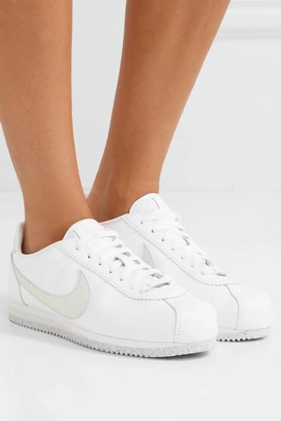 Shop Nike Classic Cortez Leather Sneakers In White