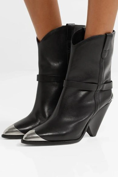 Shop Isabel Marant Lamsy Embellished Leather Ankle Boots