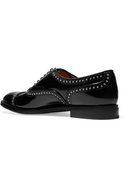 Shop Church's Anna Met Studded Glossed-leather Brogues In Black