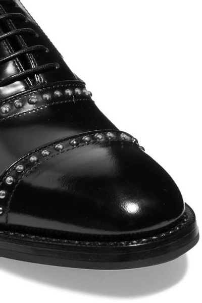 Shop Church's Anna Met Studded Glossed-leather Brogues In Black