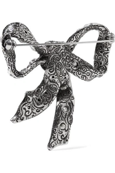 Shop Gucci Silver-plated Crystal Brooch