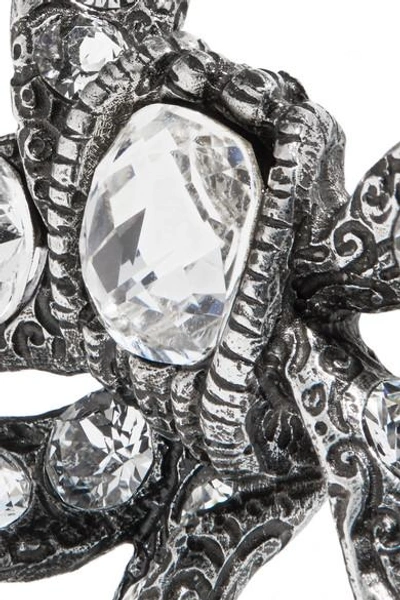 Shop Gucci Silver-plated Crystal Brooch