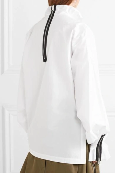 Shop Jw Anderson Pleated Cotton-poplin Blouse In White