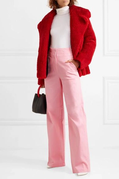 Shop Tibi Stretch-cotton Wide-leg Pants In Pink