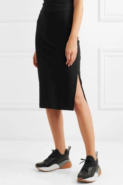 Shop James Perse Stretch Cotton-blend Jersey Midi Skirt In Black