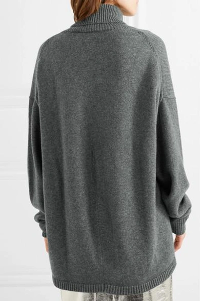 Shop Tibi Oversized Cashmere Turtleneck Sweater In Dark Gray