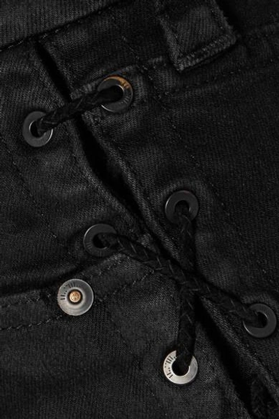 Shop Ben Taverniti Unravel Project Lace-up Denim Mini Skirt In Black